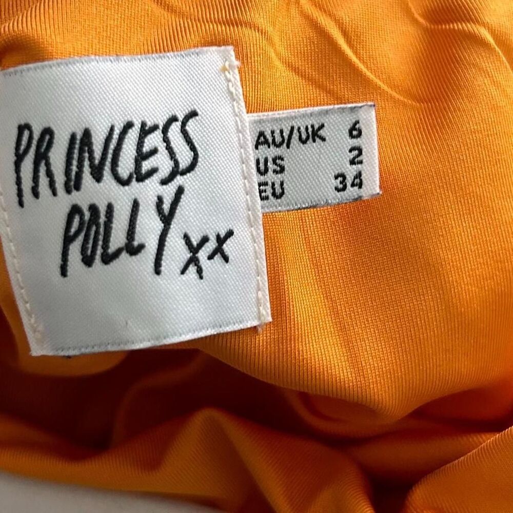 Princess Polly orange colorful micro floral lettuce trim mini dress XS/2 - Picture 6 of 7
